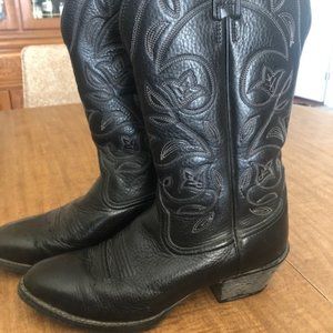 Black Leather Western Boots